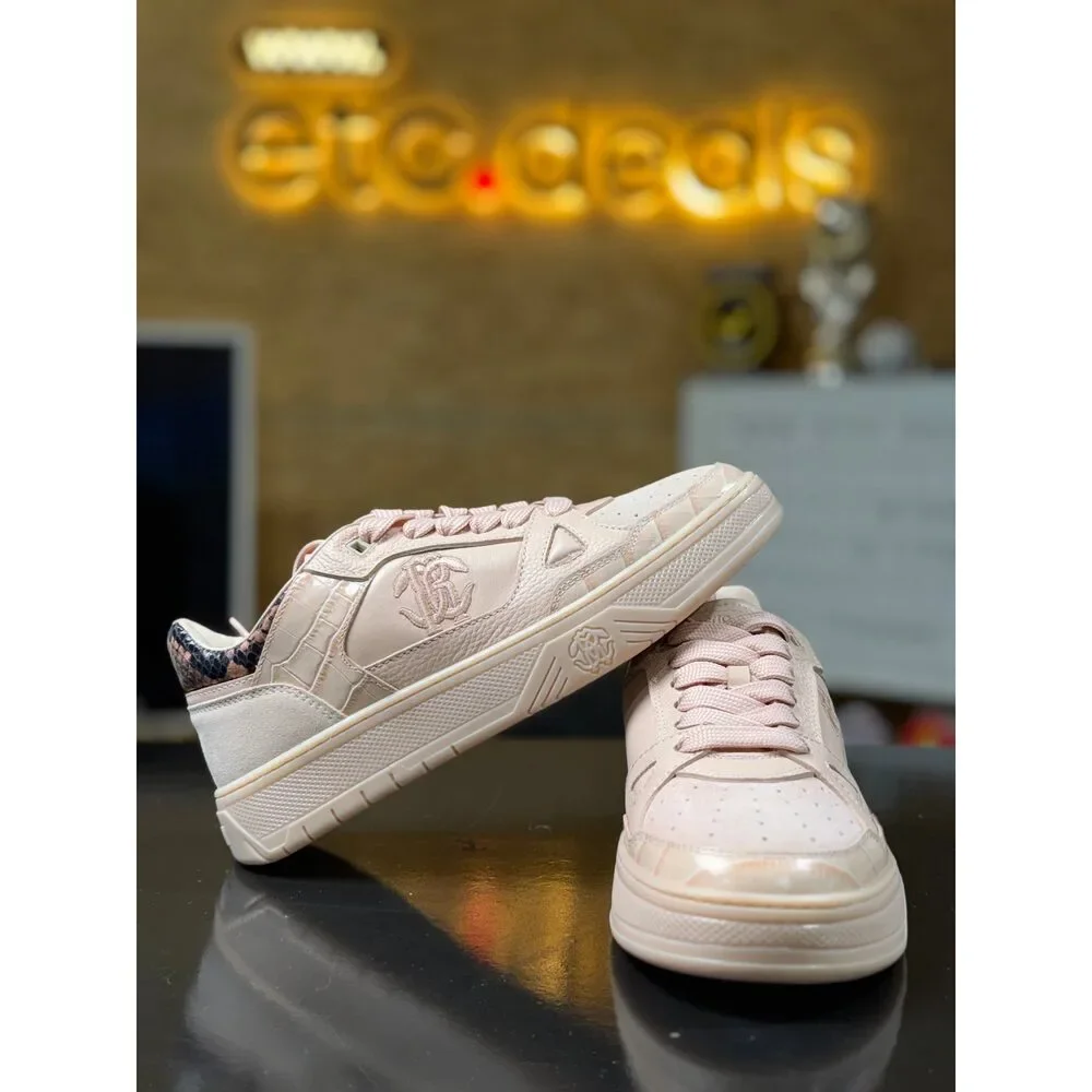 Roberto Cavalli Women’s Blush Pink Luxury Low Top Sneakers 39 WOMEN– Logo Detail